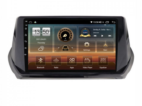 Navigatie dedicata cu Android Peugeot 2008 II dupa 2019, 4GB RAM, Radio GPS Dual Zone, Display HD IPS 9" Touchscreen, Internet Wi-Fi si slot SIM 4G, Bluetooth, MirrorLink, USB, Waze