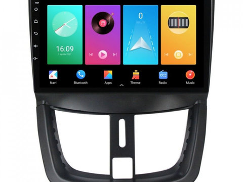 Navigatie dedicata cu Android Peugeot 207 2006 - 2015, 1GB RAM, Radio GPS Dual Zone, Display HD IPS 9" Touchscreen, Internet Wi-Fi, Bluetooth, MirrorLink, USB, Waze