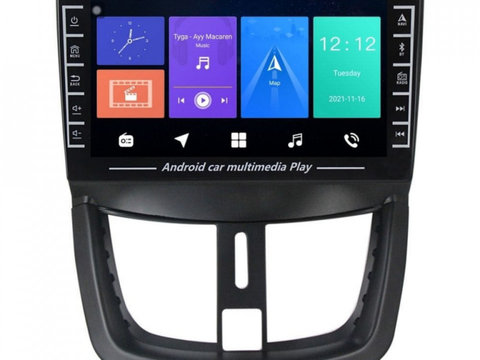Navigatie dedicata cu Android Peugeot 207 2006 - 2015, 1GB RAM, Radio GPS Dual Zone, Display HD IPS 8" Touchscreen, Internet Wi-Fi, Bluetooth, MirrorLink, USB, Waze