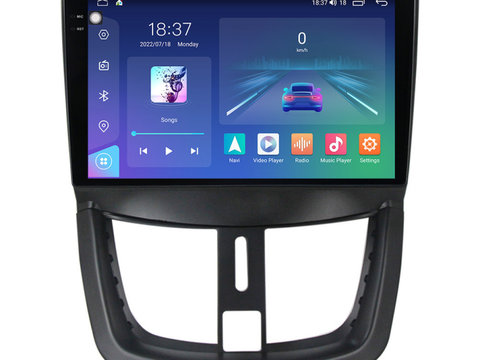 Navigatie dedicata cu Android Peugeot 207 2006 - 2015, 4GB RAM, Radio GPS Dual Zone, Display 2K QLED 9.5" Touchscreen, Internet Wi-Fi si slot SIM 4G, Bluetooth, MirrorLink, USB, Waze