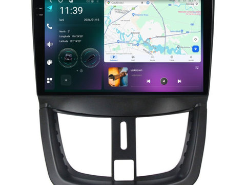 Navigatie dedicata cu Android Peugeot 207 2006 - 2015, 12GB RAM, Radio GPS Dual Zone, Display 2K QLED 9.5" Touchscreen, Internet Wi-Fi si slot SIM 4G, Bluetooth, MirrorLink, USB, Waze