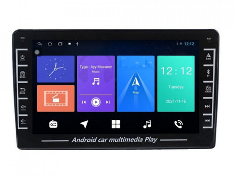 Navigatie dedicata cu Android Peugeot 307 2000 - 2013, negru, 1GB RAM, Radio GPS Dual Zone, Display HD IPS 8" Touchscreen, Internet Wi-Fi, Bluetooth, MirrorLink, USB, Waze