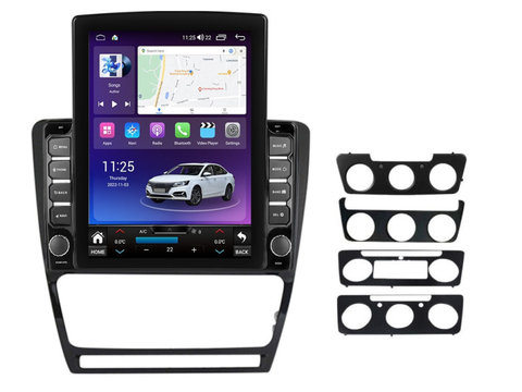 Navigatie dedicata cu Android Skoda Octavia II 2009 - 2013, negru, 8GB RAM, Radio GPS Dual Zone, Touchscreen IPS 9.7" HD tip Tesla, Internet Wi-Fi si slot SIM 4G, Bluetooth, MirrorLink, USB, Waze