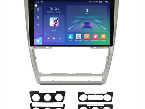 Navigatie dedicata cu Android Skoda Octavia II 2009 - 2013, gri, 8GB RAM, Radio GPS Dual Zone, Display 2K QLED 10.36" Touchscreen, Internet Wi-Fi si slot SIM 4G, Bluetooth, MirrorLink, USB, Waze
