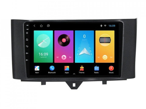 Navigatie dedicata cu Android Smart Fortwo 2011 - 2014, 1GB RAM, Radio GPS Dual Zone, Display HD IPS 9" Touchscreen, Internet Wi-Fi, Bluetooth, MirrorLink, USB, Waze