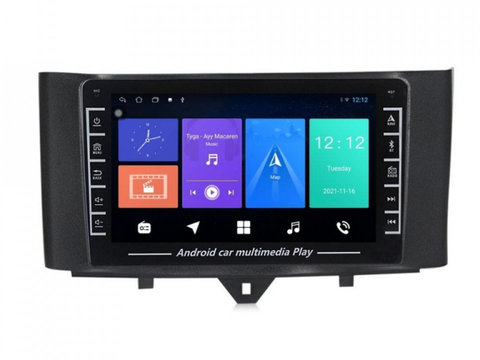 Navigatie dedicata cu Android Smart Fortwo 2011 - 2014, 1GB RAM, Radio GPS Dual Zone, Display HD IPS 8" Touchscreen, Internet Wi-Fi, Bluetooth, MirrorLink, USB, Waze