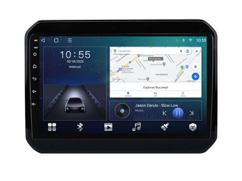 Navigatie dedicata cu Android Suzuki Ignis III dupa 2016, 2GB RAM, Radio GPS Dual Zone, Display HD IPS 9" Touchscreen, Internet Wi-Fi si slot SIM 4G, Bluetooth, MirrorLink, USB, Waze