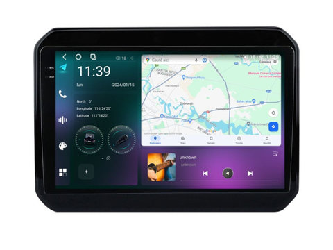 Navigatie dedicata cu Android Suzuki Ignis III dupa 2016, 12GB RAM, Radio GPS Dual Zone, Display 2K QLED 9.5" Touchscreen, Internet Wi-Fi si slot SIM 4G, Bluetooth, MirrorLink, USB, Waze