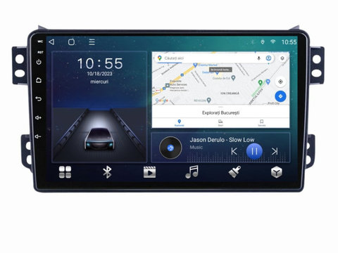 Navigatie dedicata cu Android Suzuki Splash 2008 - 2015, 2GB RAM, Radio GPS Dual Zone, Display HD IPS 9" Touchscreen, Internet Wi-Fi si slot SIM 4G, Bluetooth, MirrorLink, USB, Waze