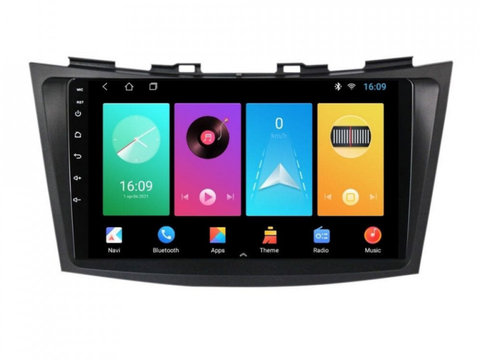 Navigatie dedicata cu Android Suzuki Swift IV 2010 - 2017, 1GB RAM, Radio GPS Dual Zone, Display HD IPS 9" Touchscreen, Internet Wi-Fi, Bluetooth, MirrorLink, USB, Waze