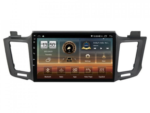 Navigatie dedicata cu Android Toyota Rav 4 IV 2013 - 2018, 8GB RAM, Radio GPS Dual Zone, Display HD IPS 10" Touchscreen, Internet Wi-Fi si slot SIM 4G, Bluetooth, MirrorLink, USB, Waze