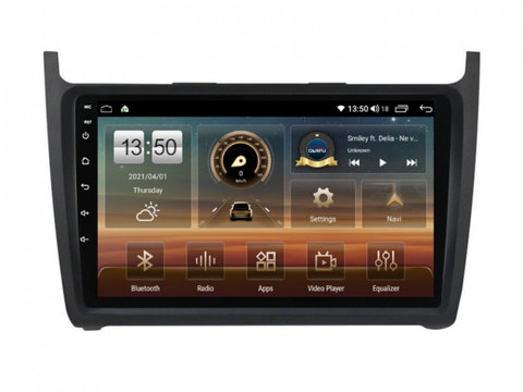 Navigatie dedicata cu Android VW Polo 6R 2009 - 2018, 8GB RAM, Radio GPS Dual Zone, Display HD IPS 9" Touchscreen, Internet Wi-Fi si slot SIM 4G, Bluetooth, MirrorLink, USB, Waze