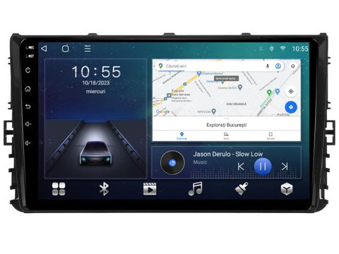 Navigatie dedicata cu Android VW T-Cross dupa 2018, 2GB RAM, Radio GPS Dual Zone, Display HD IPS 9" Touchscreen, Internet Wi-Fi si slot SIM 4G, Bluetooth, MirrorLink, USB, Waze