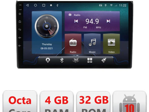 Navigatie dedicata Edonav Audi A4 B6 C-050,QLED,Octacore,4 Gb RAM,32 Gb Hdd,360,4G,DSP,GPS,Bluetooth