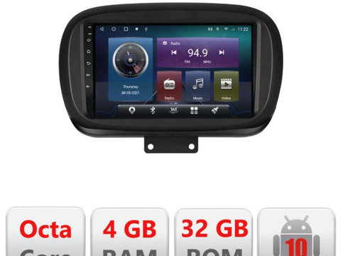 Navigatie dedicata Edonav Fiat 500 2014- C-539,QLED,Octacore,4 Gb RAM,32 Gb Hdd,360,4G,DSP,GPS,Bluetooth