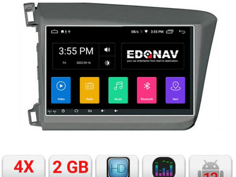 Navigatie dedicata Edonav Honda Civic 2012-2015 A-132 Ecran Qled,2Gb Ram,32Gb Hdd,USB,Bluetooth,Wifi