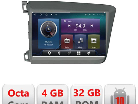 Navigatie dedicata Edonav Honda Civic Sedan C-132,QLED,Octacore,4 Gb RAM,32 Gb Hdd,360,4G,DSP,GPS,Bluetooth