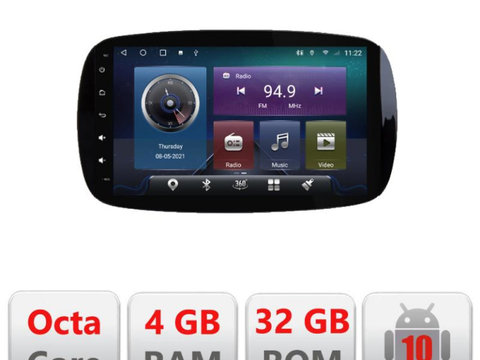 Navigatie dedicata Edonav Smart Fortwo  2015- C-Smart15,QLED,Octacore,4 Gb RAM,32 Gb Hdd,360,4G,DSP,GPS,Bluetooth