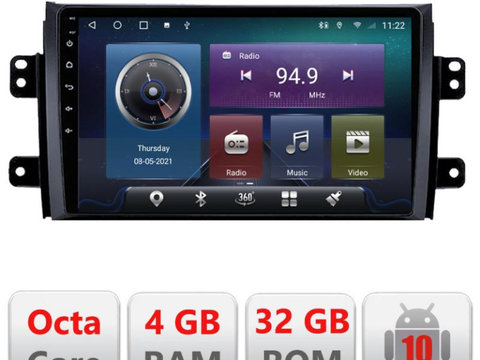 Navigatie dedicata Edonav Suzuki SX4 2006-2013 C-124,QLED,Octacore,4 Gb RAM,32 Gb Hdd,360,4G,DSP,GPS,Bluetooth