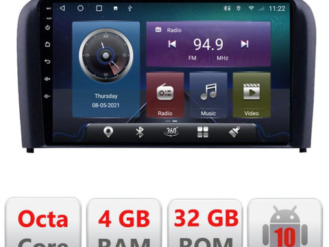 Navigatie dedicata Edonav Volvo S80 2004-2006 C-S80,QLED,Octacore,4 Gb RAM,32 Gb Hdd,360,4G,DSP,GPS,BluetoothB