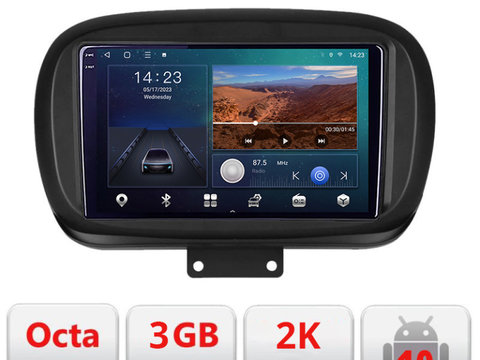 Navigatie dedicata Fiat 500 2014- B-539 Android Ecran 2K QLED octa core 3+32 carplay android auto KIT-539+EDT-E309V3-2K