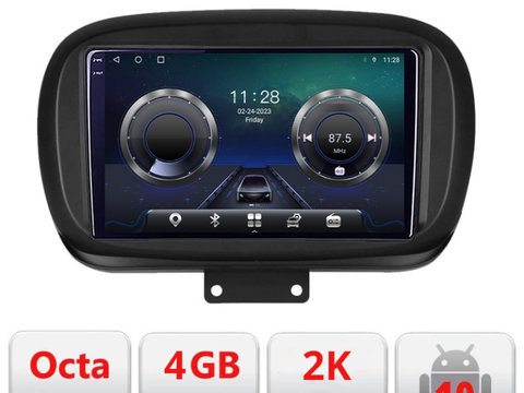 Navigatie dedicata Fiat 500 2014- C-539 Android Octa Core Ecran 2K QLED GPS 4G 4+32GB 360 KIT-539+EDT-E409-2K