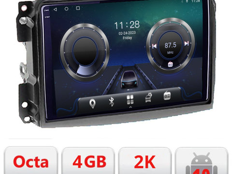 Navigatie dedicata Fiat 500L 2012-2017 C-500L Android Octa Core Ecran 2K QLED GPS 4G 4+32GB 360 KIT-500L+EDT-E410-2K