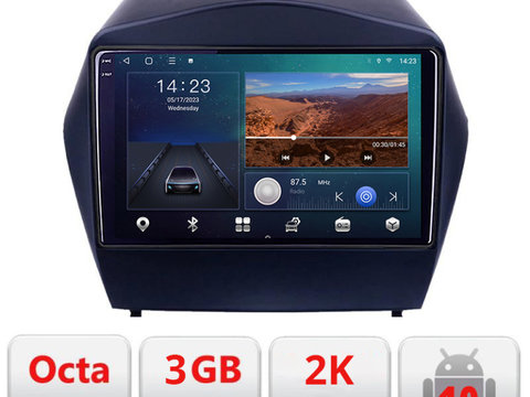 Navigatie dedicata Hyundai IX35 B-361 Android Ecran 2K QLED octa core 3+32 carplay android auto KIT-361+EDT-E309V3-2K