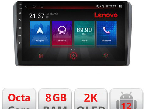 Navigatie dedicata Lenovo Audi A3 8P M-049 Octacore, 8 Gb RAM, 128 Gb Hdd, 4G, Qled 2K, DSP, Carplay AA, 360,Bluetooth