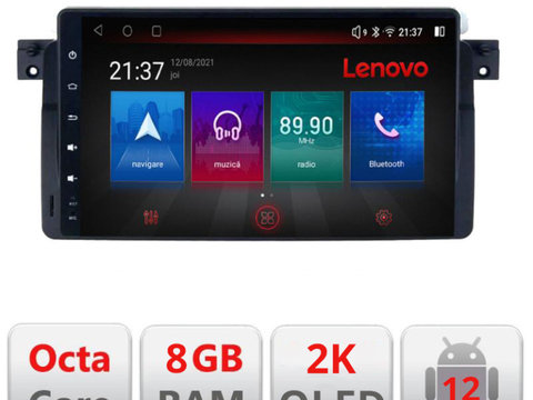 Navigatie dedicata Lenovo BMW Seria 3 E46 M-052 Octacore, 8 Gb RAM, 128 Gb Hdd, 4G, Qled 2K, DSP, Carplay AA, 360,Bluetooth