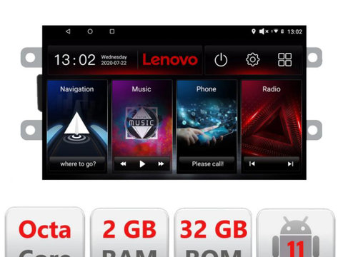 Navigatie dedicata Lenovo Dacia dupa 2012 D-Dacia, Octacore Qualcomm, 2Gb RAM, 32Gb Hdd, 4G, Qled, DSP, Carplay, Bluetooth