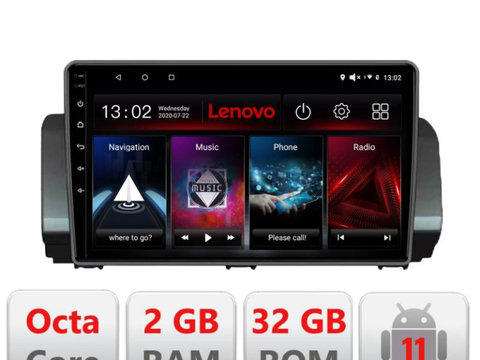 Navigatie dedicata Lenovo Dacia Logan Sandero Jogger LOGAN-2022 fara ecran de fabrica, Octacore Qualcomm, 2Gb RAM, 32Gb Hdd, 4G, Qled, DSP, Carplay, Bluetooth
