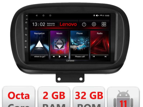 Navigatie dedicata Lenovo Fiat 500 2014- D-539, Octacore Qualcomm, 2Gb RAM, 32Gb Hdd, 4G, Qled, DSP, Carplay, Bluetooth