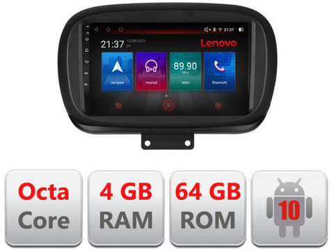 Navigatie dedicata Lenovo Fiat 500 2014- E-539, Octacore, 4Gb RAM, 64Gb Hdd, 4G, Qled, 360, DSP, Carplay,Bluetooth
