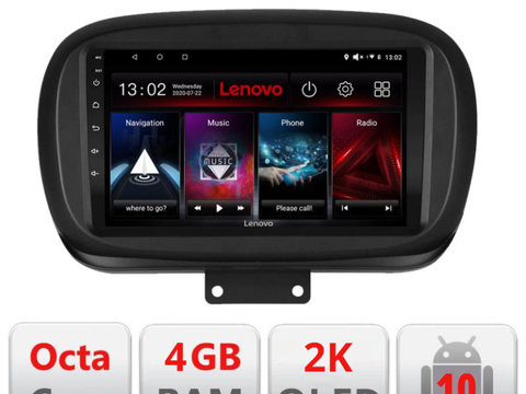 Navigatie dedicata Lenovo Fiat 500 2014- L-539, Octacore, 4Gb RAM, 64Gb Hdd, 4G, QLED 2K, DSP, Carplay, Bluetooth