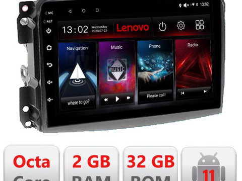 Navigatie dedicata Lenovo Fiat 500L 2012-2017 D-500L, Octacore Qualcomm, 2Gb RAM, 32Gb Hdd, 4G, Qled, DSP, Carplay, Bluetooth