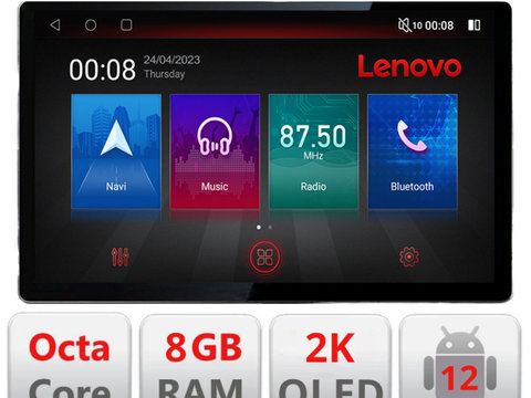 Navigatie dedicata Lenovo Fiat 500L 2012-2017 N-500L, Ecran 2K QLED 13",Octacore,8Gb RAM,128Gb Hdd,4G,360,DSP,Carplay,Bluetooth