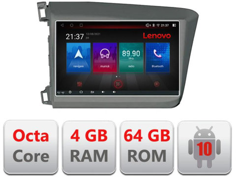 Navigatie dedicata Lenovo Honda Civic 2012-2015 E-132, Octacore, 4Gb RAM, 64Gb Hdd, 4G, Qled, 360, DSP, Carplay,Bluetooth