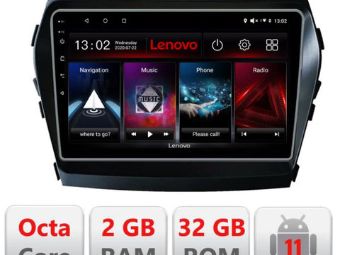 Navigatie dedicata Lenovo Hyundai Santa Fe IX45 D-209, Octacore Qualcomm, 2Gb RAM, 32Gb Hdd, 4G, Qled, DSP, Carplay, Bluetooth