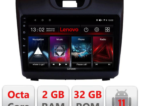 Navigatie dedicata Lenovo Isuzu D-Max D-2234, Octacore Qualcomm, 2Gb RAM, 32Gb Hdd, 4G, Qled, DSP, Carplay, Bluetooth