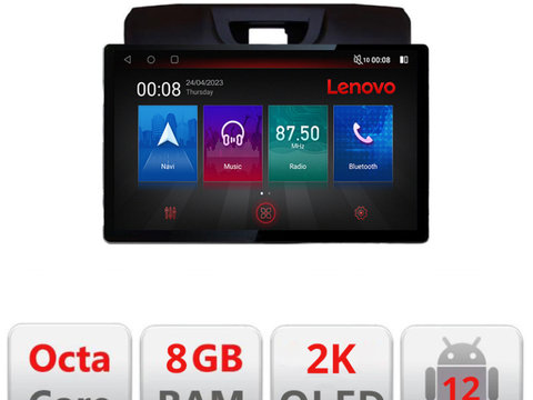 Navigatie dedicata Lenovo Isuzu D-Max Quad Core N-2234, Ecran 2K QLED 13",Octacore,8Gb RAM,128Gb Hdd,4G,360,DSP,Carplay,Bluetooth