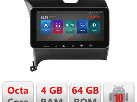 Navigatie dedicata Lenovo Kia Cerato 2013-2017 I-1562 4+64, Ecran QLED 10.33", Octacore, 4Gb RAM, 64Gb Memorie, 4G, 360, DSP, Carplay,Bluetooth