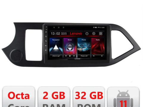 Navigatie dedicata Lenovo Kia Picanto 2011-2015 D-217, Octacore Qualcomm, 2Gb RAM, 32Gb Hdd, 4G, Qled, DSP, Carplay, Bluetooth