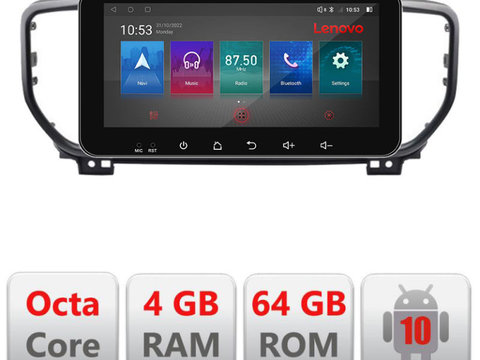 Navigatie dedicata Lenovo Kia Sportage facelift 2019 - I-sportage-19 4+64, Ecran QLED 10.33", Octacore, 4Gb RAM, 64Gb Memorie, 4G, 360, DSP, Carplay,Bluetooth