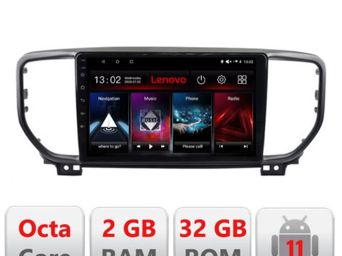 Navigatie dedicata Lenovo Kia Sportage facelift 2019- D-sportagD-19, Octacore Qualcomm, 2Gb RAM, 32Gb Hdd, 4G, Qled, DSP, Carplay, Bluetooth