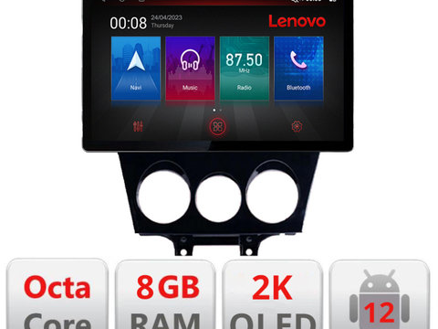 Navigatie dedicata Lenovo Mazda RX8 2003-2008, Ecran 2K QLED 13",Octacore,8Gb RAM,128Gb Hdd,4G,360,DSP,Carplay,Bluetooth