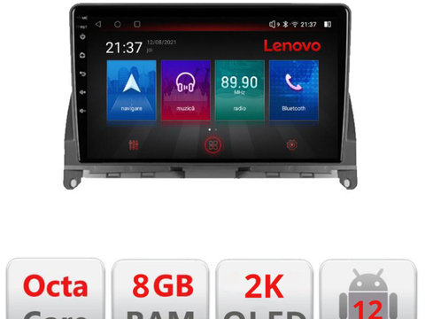 Navigatie dedicata Lenovo Mercedes W204 2008-2012 M-W204 Octacore, 8 Gb RAM, 128 Gb Hdd, 4G, Qled 2K, DSP, Carplay AA, 360,Bluetooth