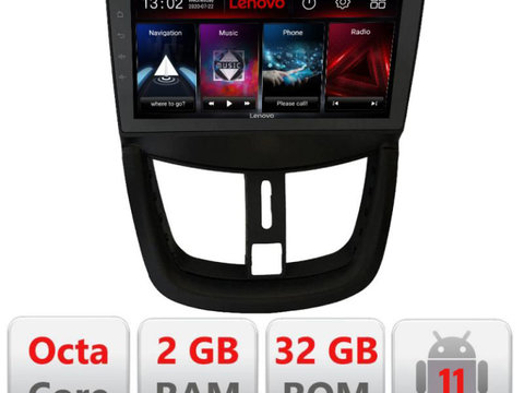 Navigatie dedicata Lenovo Peugeot 207 D-PE01, Octacore Qualcomm, 2Gb RAM, 32Gb Hdd, 4G, Qled, DSP, Carplay, Bluetooth