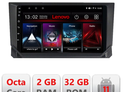 Navigatie dedicata Lenovo Seat Arona, Octacore Qualcomm, 2Gb RAM, 32Gb Hdd, 4G, Qled, DSP, Carplay, Bluetooth