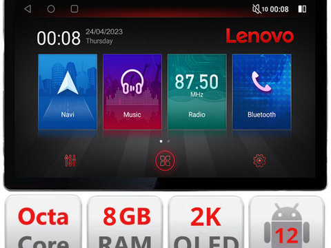 Navigatie dedicata Lenovo Skoda Fabia 2 2009-2014, Ecran 2K QLED 13",Octacore,8Gb RAM,128Gb Hdd,4G,360,DSP,Carplay,Bluetooth